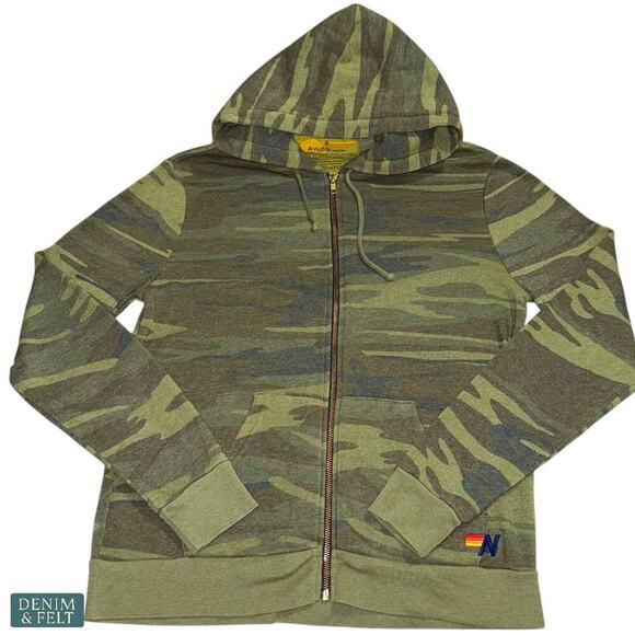Aviator Nation Bolt Zip Hoodie Camo Lightning Graphic Full Zip Sweatshirt Med - Picture 5 of 16